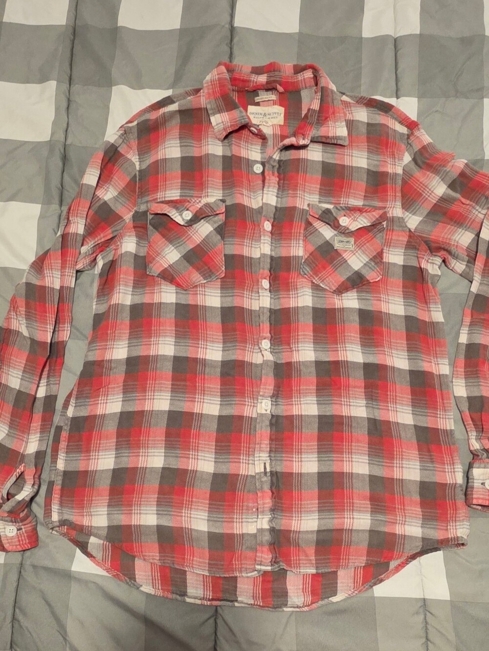 Denim & Supply Ralph Lauren Red and Gray Plaid Flannel Shirt